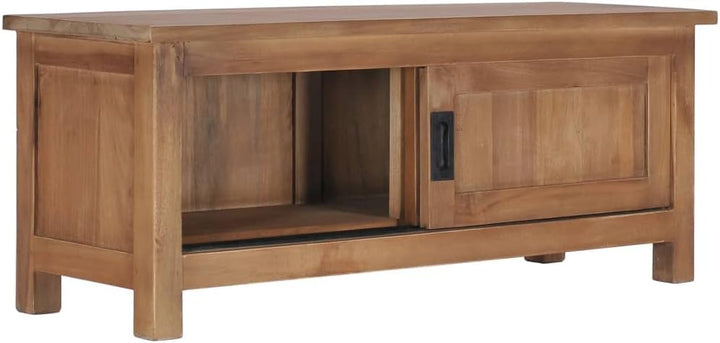 vidaXL Teak Massiv TV Schrank mit 2 Schiebetüren Rustikal Lowboard Fernsehschrank Fernsehtisch Sideb