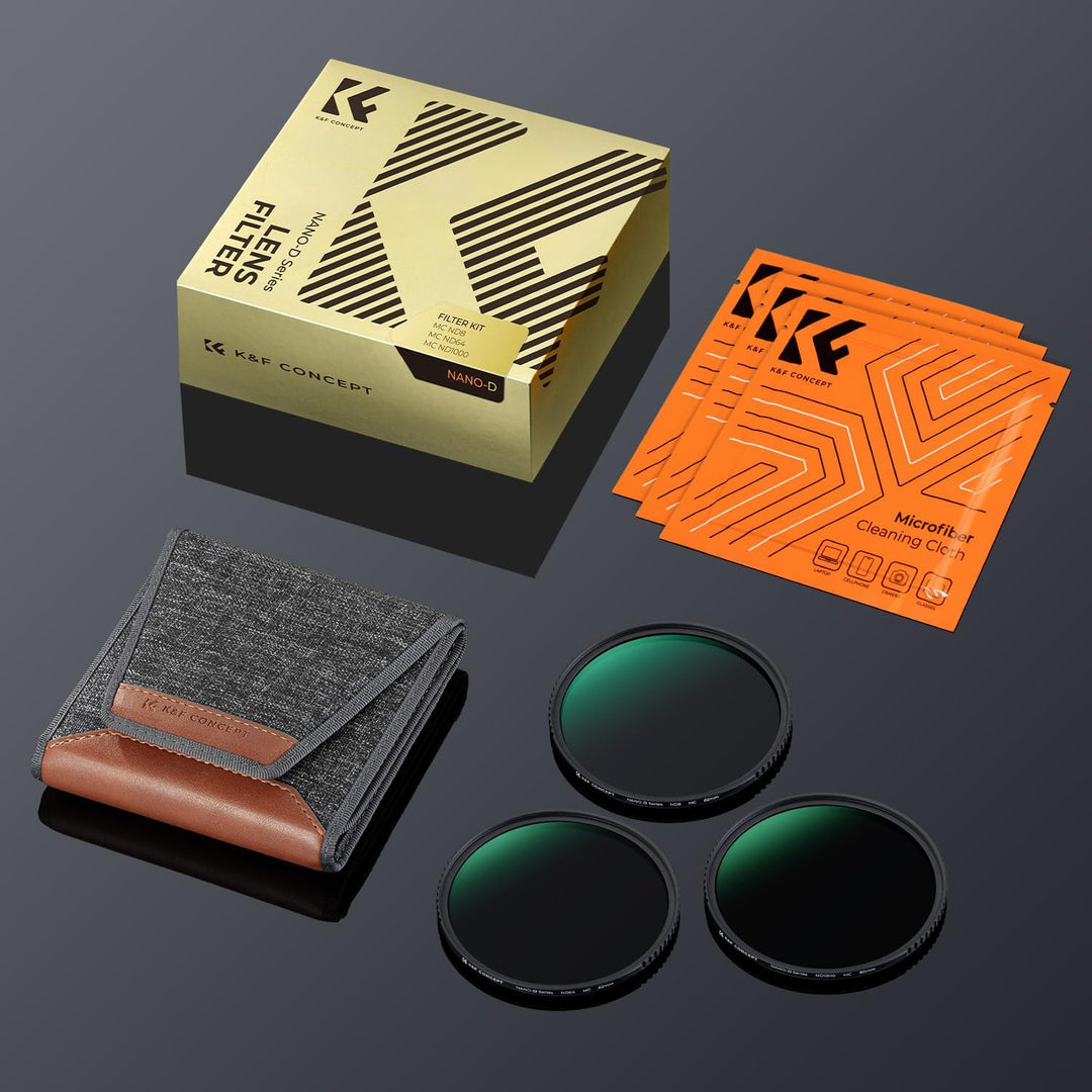 K&F Concept Nano D-Serie ND Filterset 77mm ND8+ND64+ND1000 Filter Neutral Graufilter Set, 77mm