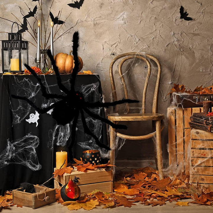 Halloween Spinne Dekorationen, Riesige schwarze Spinne 200cm Halloween Dekoration + 60g Dehnbare wei