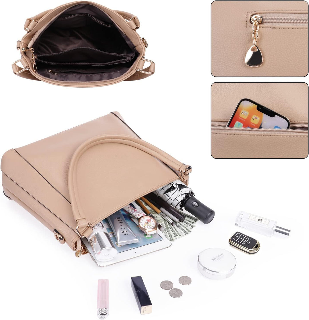 HAWEE Mode Damen Handtasche aus Weiches PU-Leder Umhängetasche Grosse Schultertasche mit Reissversch
