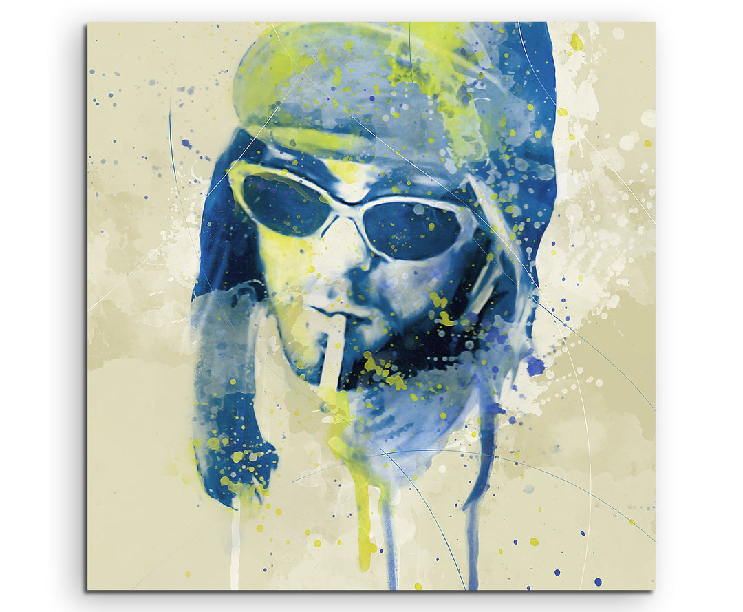 Kurt Cobain I Aqua 60x60cm - Splash Art Paul Sinus Wandbild auf Leinwand - Malerei, Kunstbild, Aquar