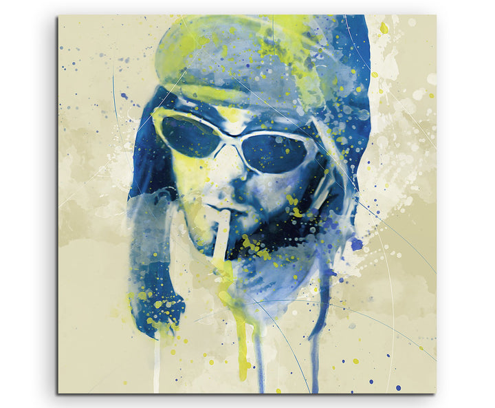 Kurt Cobain I Aqua 60x60cm - Splash Art Paul Sinus Wandbild auf Leinwand - Malerei, Kunstbild, Aquar