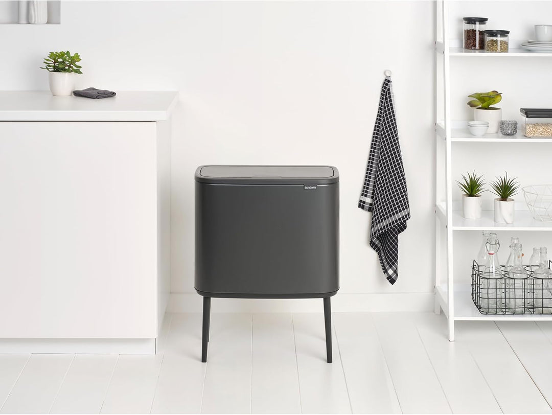Brabantia Bo Touch Bin für die Küche 23+11 l – Zwei Fächer | Soft-Touch-Abfalltrennung mit Inneneime