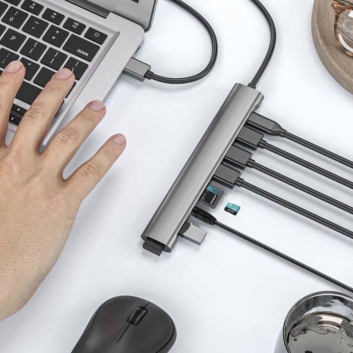 USB HUB for iPad Pro 9-in-1 Adapter iPad Pro M4 M2 M1 13 12.9 11" iPad Air 5 4 Docking Station with