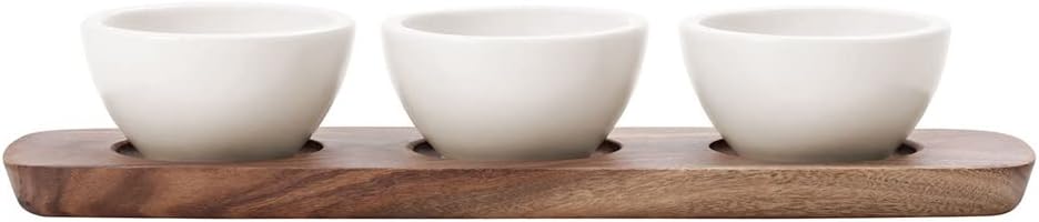 Villeroy & Boch – Artesano Schalenset 4 teilig Weiss, Dipschälchen Set mit Schälchen und Servierplat