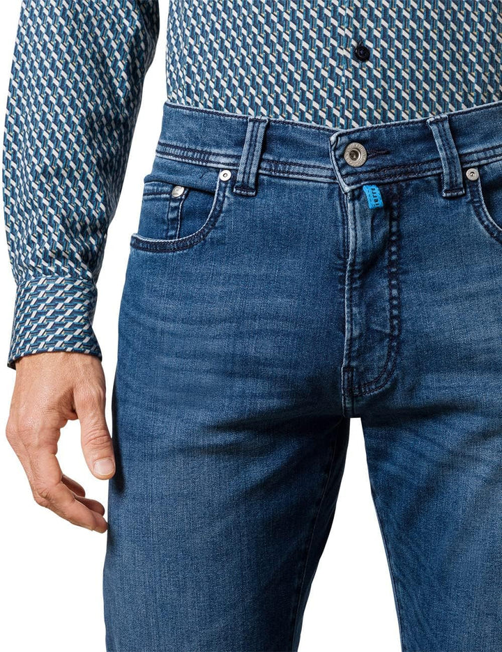 Pierre Cardin Herren Lyon Tapered Jeans 33W / 34L Mid Blue Used, 33W / 34L Mid Blue Used