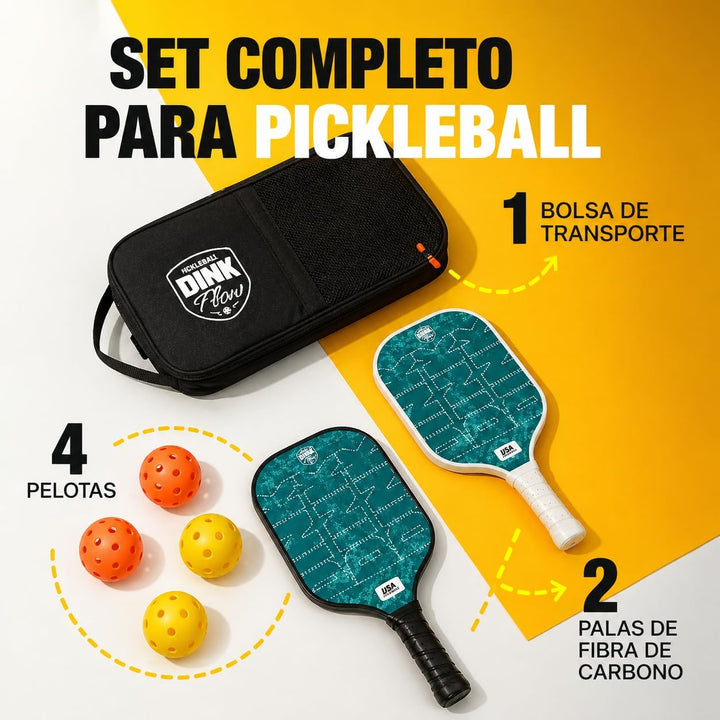 Pickleball-Schläger-Set mit 2 Schlägern aus Kohlefaser, 4 Bällen und Tasche, Pickleball-Schläger, id