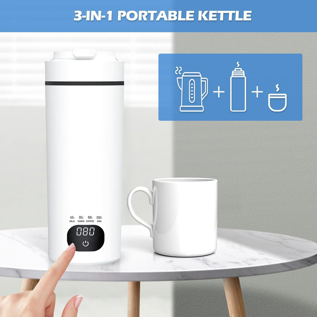 Reisewasserkocher Klein 450ml, Reise Wasserkocher Klein mit 4 Temperaturstufen, Mini Wasserkocher Tr