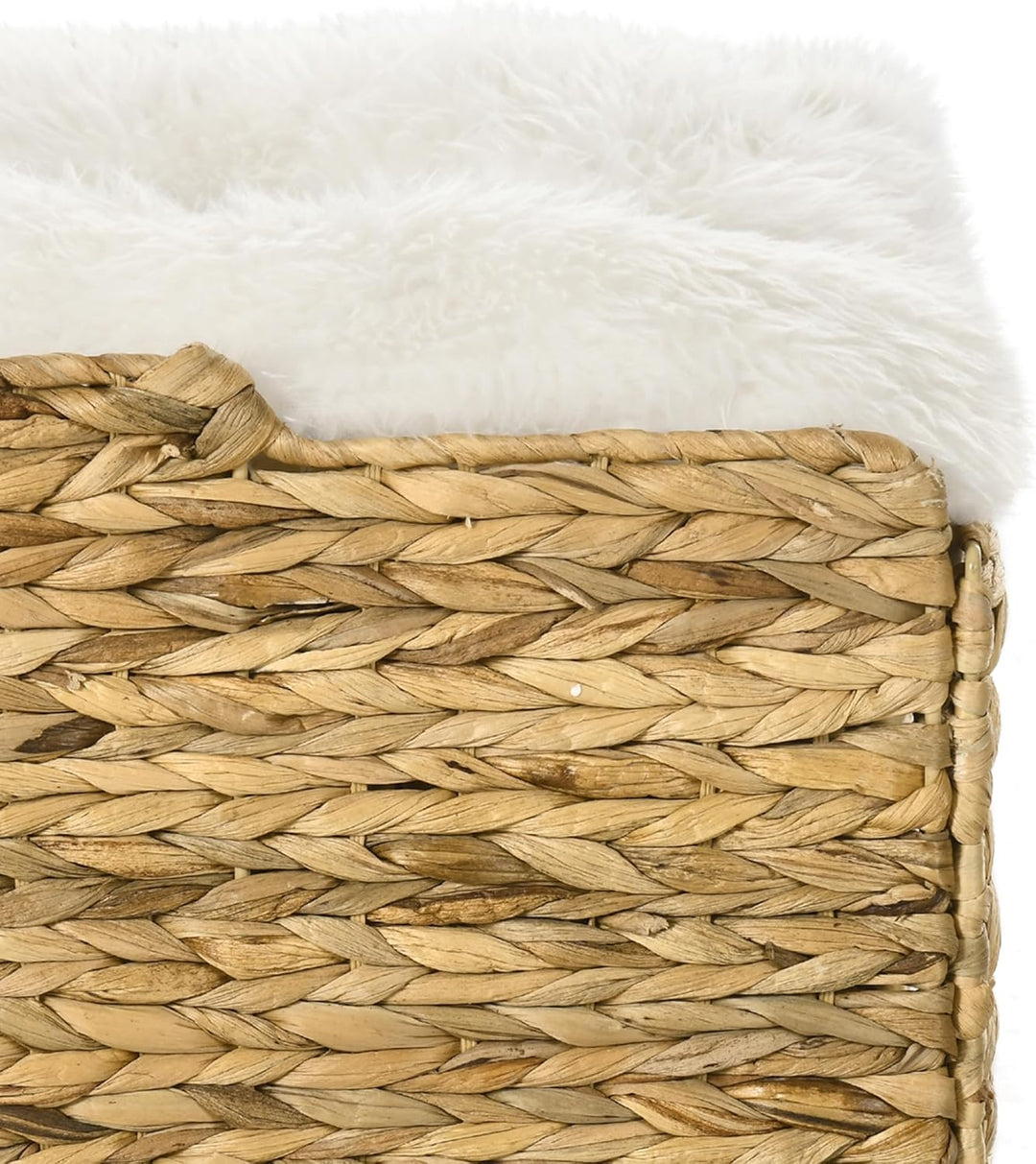 PawHut Rattan Katzenhaus, Katzenhöhle mit Kissen, Katzenbett mit 2 Ebenen, Katzenkorb, Katzenhütte f