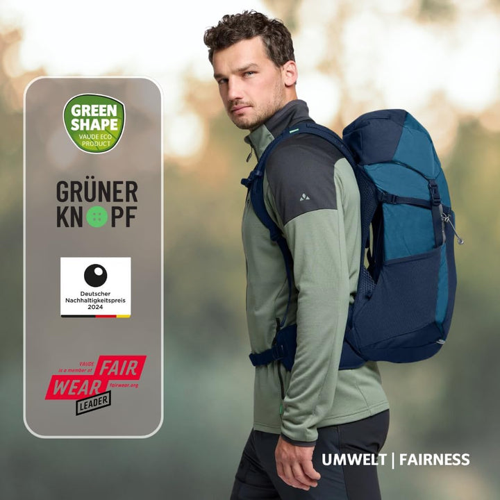 VAUDE Brenta 24 Wanderrucksack 24L mit ergonomischem Tragesystem, atmungsaktiver Rückwand, Trinksyst