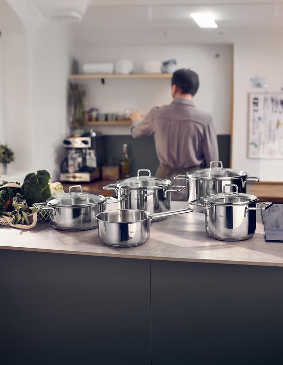 Fissler LumiTherm Edelstahl-Topfset 5-teilig – Made in Germany, polierter 18/10 Edelstahl, Glasdecke