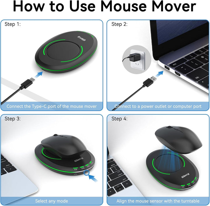 Ultra Dünner Maus Jiggler Nicht Nachweisbar,Mouse Mover mit Einstellbarem Intervall,Treiberfreier Ma