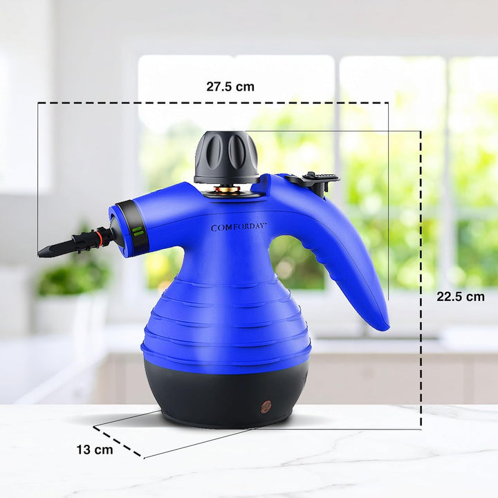 Comforday-Dampfreiniger als Handgerät mit 9 Zubehörteilen für Fleckenentfernung, Bedampfung, Teppich