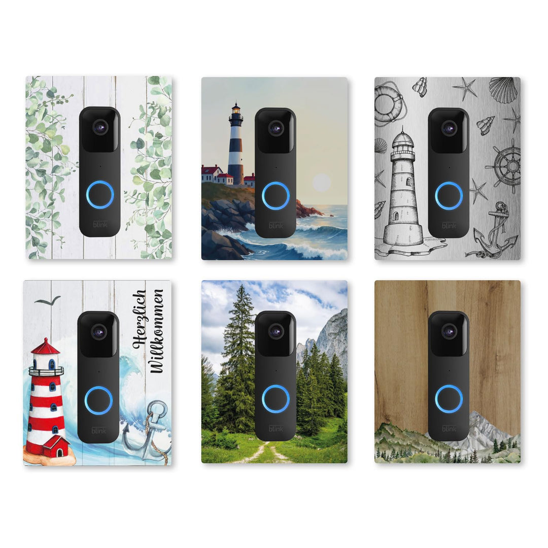 iSecur Blende mit Motiv passend für Blink Akku-Videotürklingel aus Edelstahl I Video-Doorbell I Klin