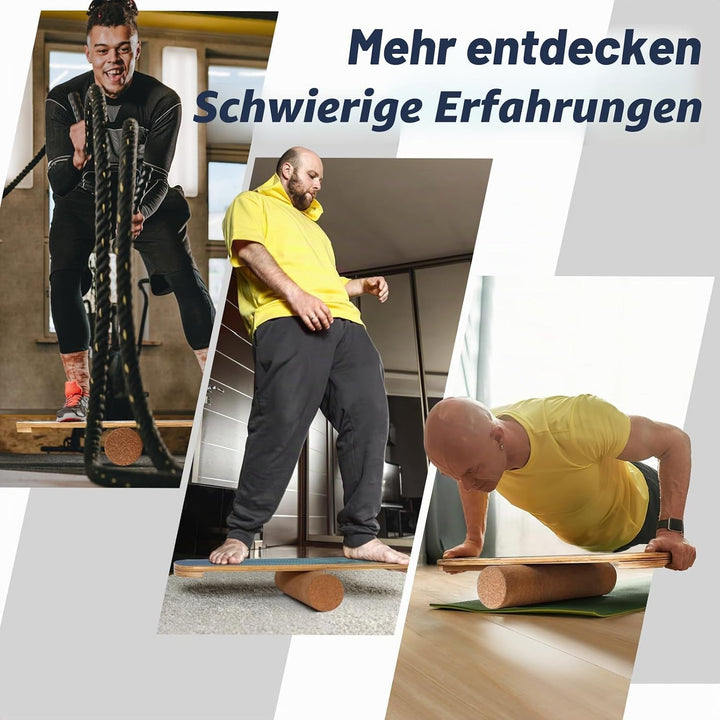 Leogreen Balance Board aus Holz, Balance Board für Indoor-Surfen und Skaten, Gleichgewichtsboard für