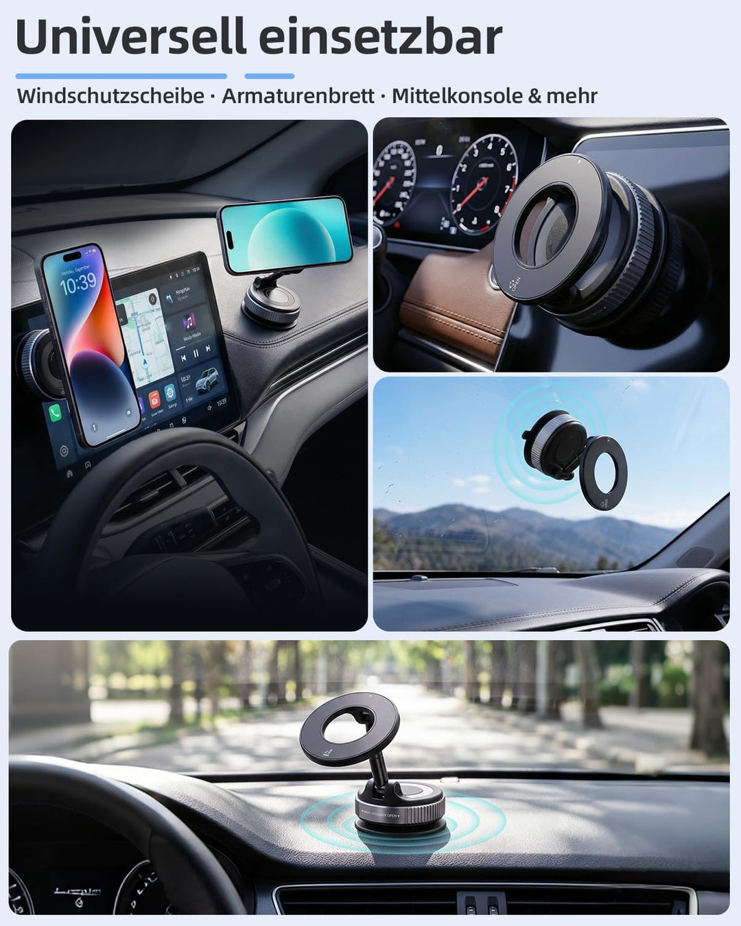 Handyhalterung Auto Magnet für Magsafe Autohalterung mit Vakuum Saugnapf N55 Magneten 360° Drehbar,