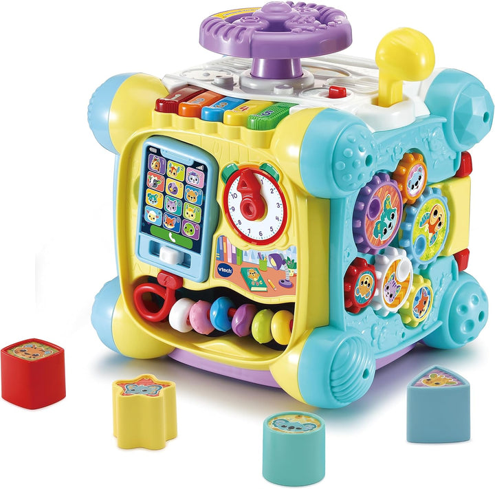VTech Baby Spielspass-Entdeckerwürfel – Interaktiver Spielwürfel mit Musik, Formen und beweglichen E