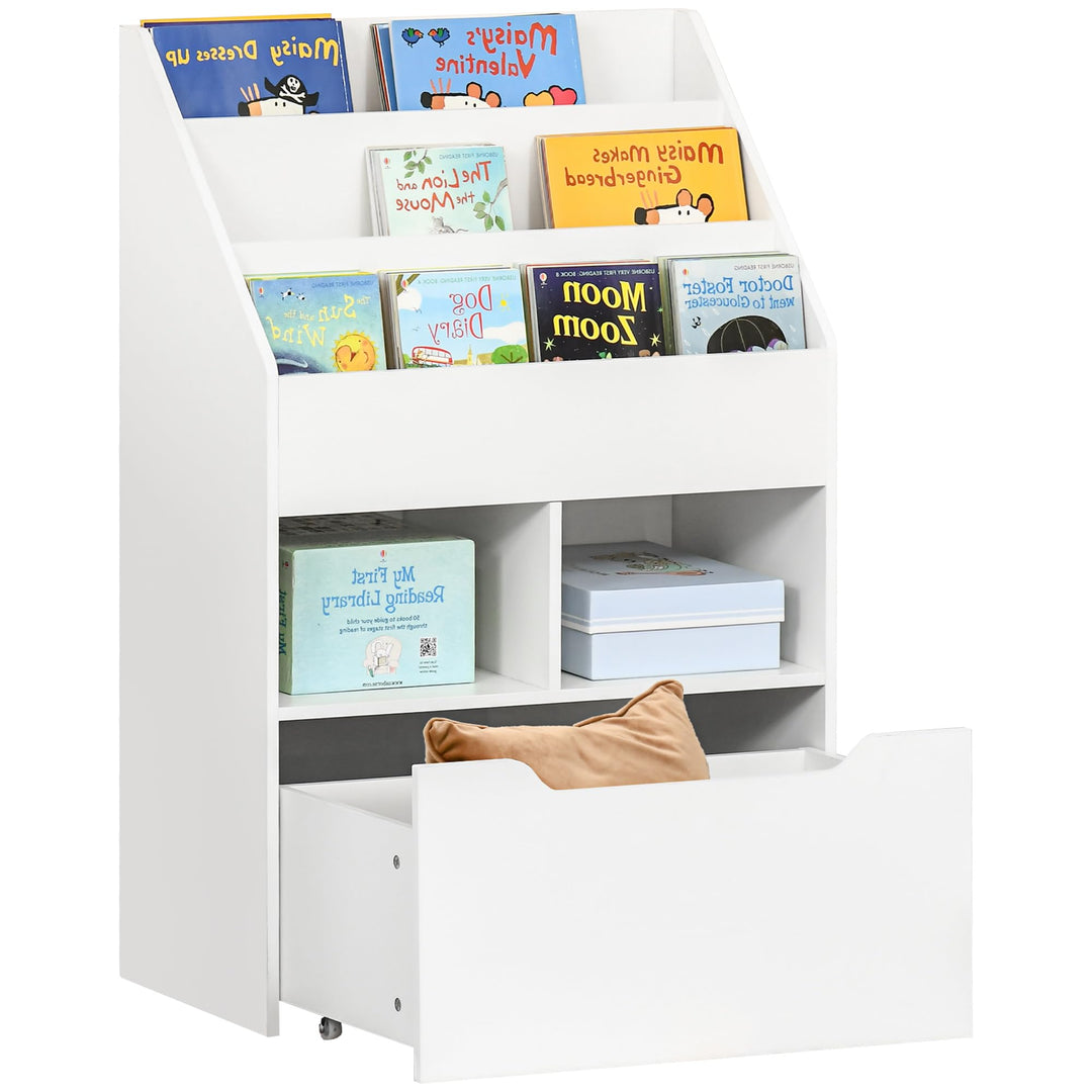 HOMCOM Kinder Bücherregal Kinderregal mit Schublade, 3 Ablagefächern und 2 offenen Fächern, Aufbewah