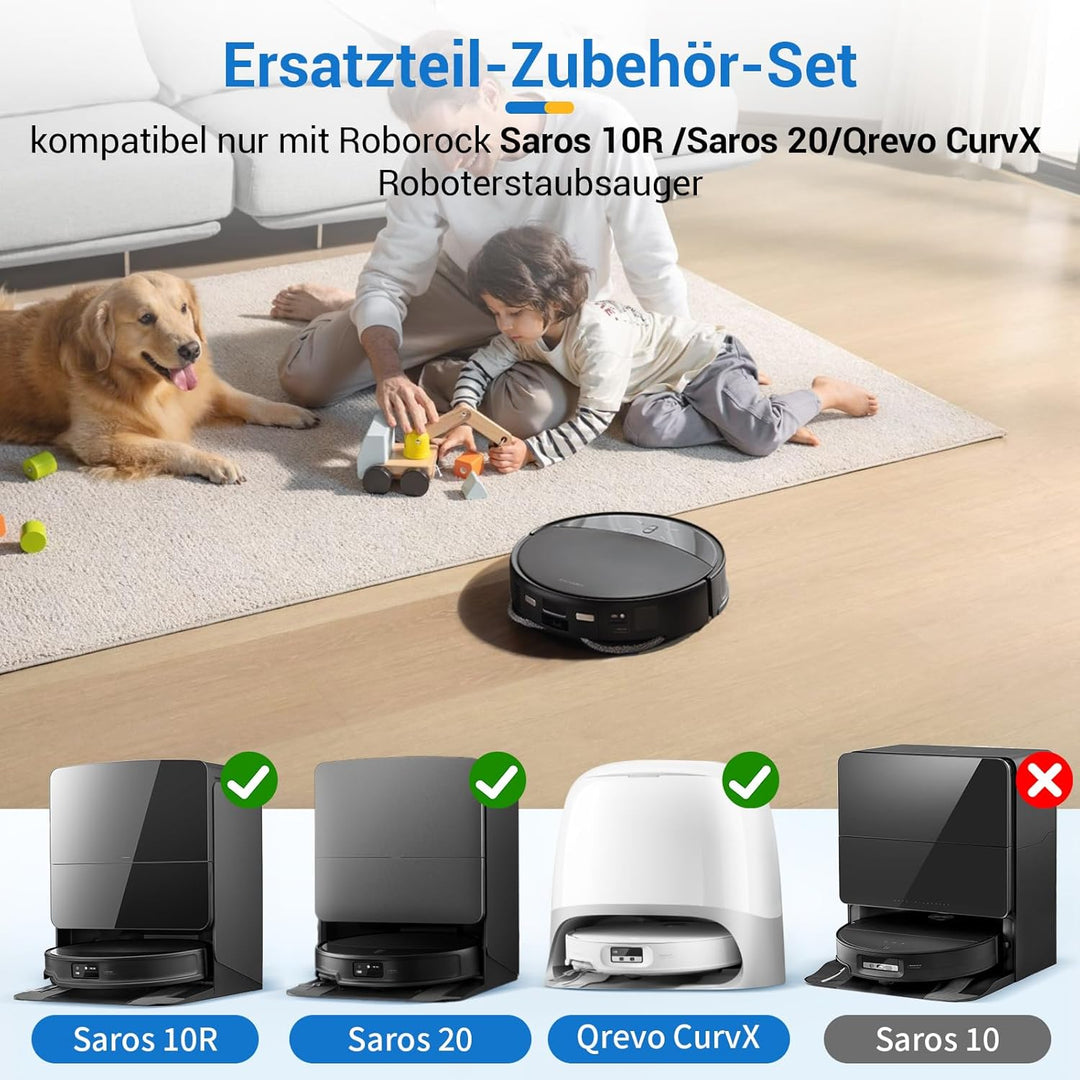 Zubehör für Roborock Saros 20/ Saros 10R/ Qrevo CurvX/Qrevo Curv 2 Pro Saugroboter Ersatzteile, 2 Ha