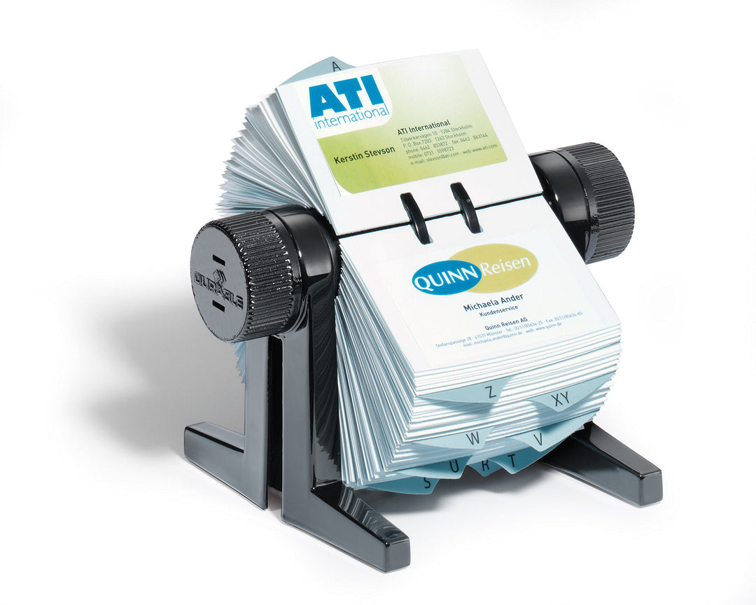 Durable Rotationskartei Visifix cubo, mit 150 Visitenkartenhüllen für 300 Karten, schwarz, 244701, V