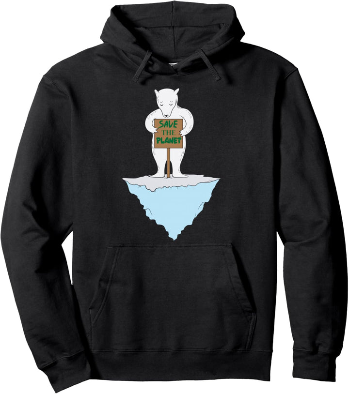 Save the Planet Eisbär auf Eisflohne Pullover Hoodie
