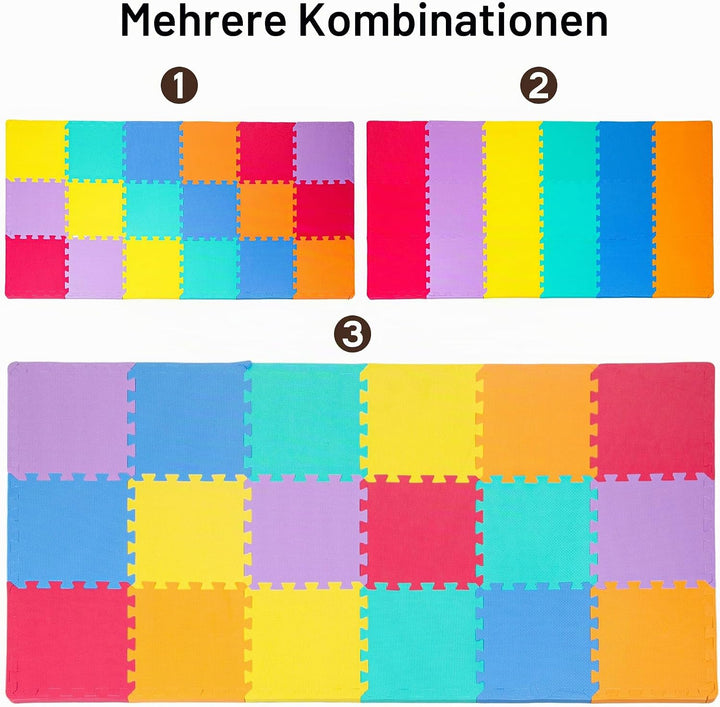 18 Pieces (30x 30cm) Zusammensteckbare Bodenmatten | Schutz-Bodenmatten | Puzzlematten | Weiche Scha