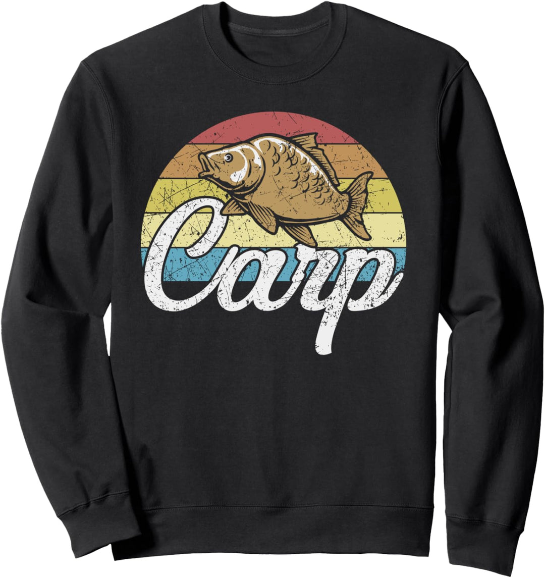 Angeln Karpfen Motiv für Karpfenangler Retro Vintage Fisch Sweatshirt