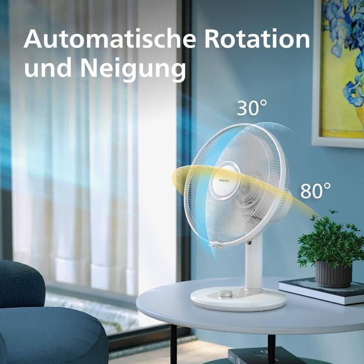 Philips Tischventilator 1000 Series, Leistungsstark & Leise, 35 dB(A), 3 Geschwindigkeiten, Klein, D