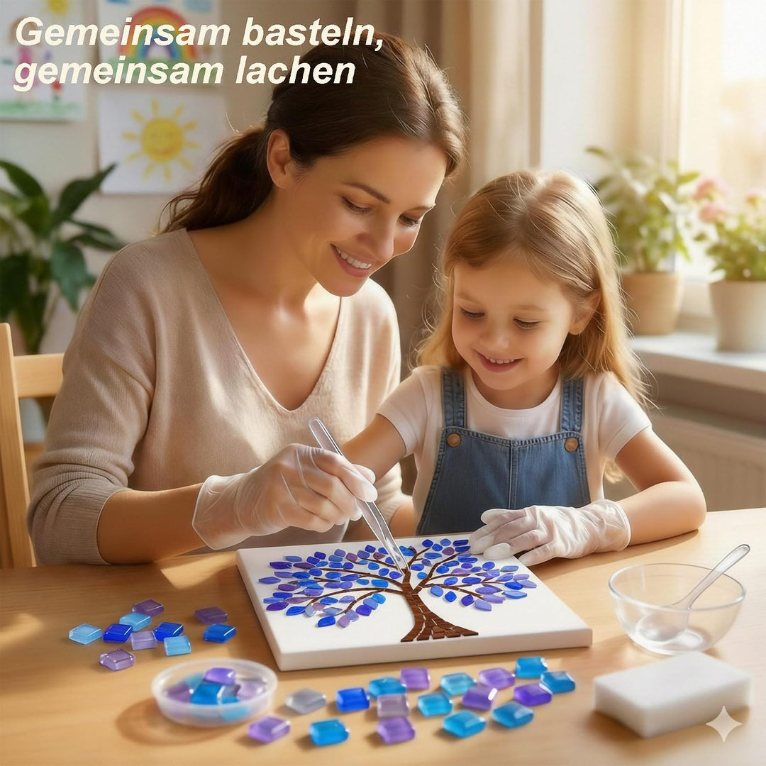 1 kg mosaiksteine zum Basteln, ca. 1200 Bunte Mosaiksteine 1x1 cm mit Pinzette, Schalen, Handschuhen
