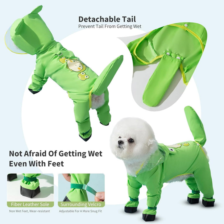 PETCUTE Hund Regenmantel,wasserdichte Hunde-Regenjacke mit Kapuze,Verstellbare Vierbeiner Hunderegen