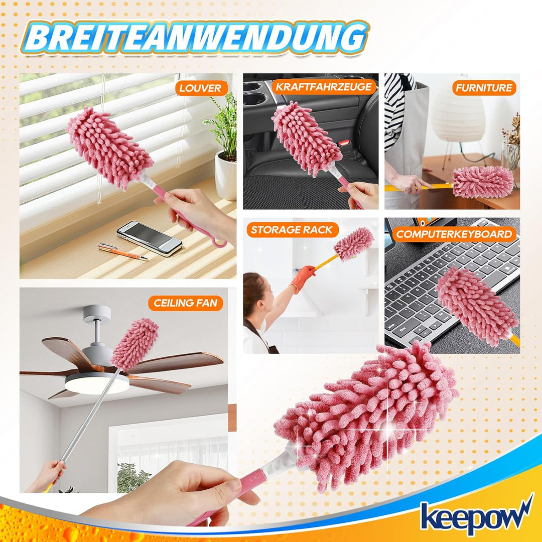 KEEPOW Staubwedel Waschbar für Swiffer Staubmagnet Nachfüllpack, Superabsorbierende Mikrofaser Tüche