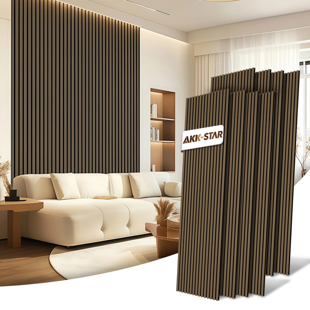 AKK-STAR Akustikpaneele Holz - 11,52 m² (8 Stück 240x60cm) | Schalldämmung, Akustikverbesserung für