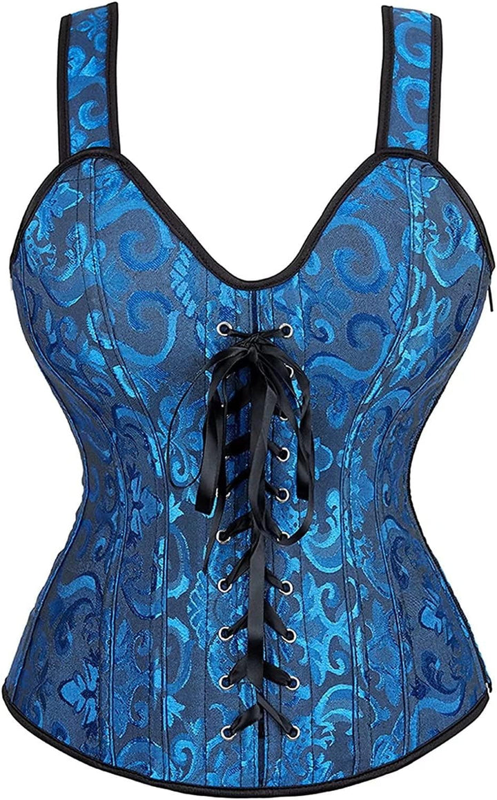 Jutrisujo korsett damen kleid corset dress corsage vollbrust burlesque schwarz XXS Blue6806, XXS Blu