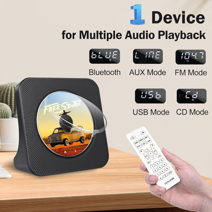 Tragbarer CD-Player Akku 4000mAh, Bluetooth CD-Player für das Auto, Kinder-Musikplayer mit Lautsprec