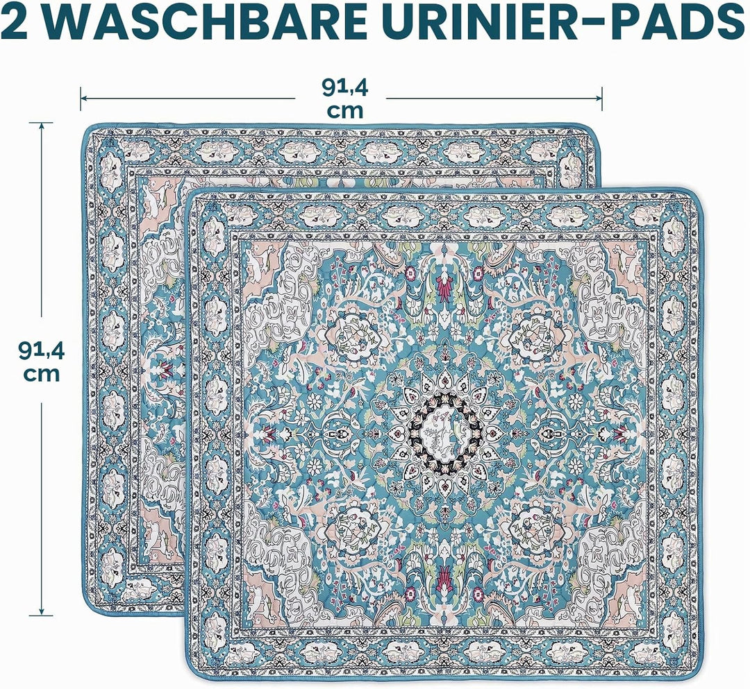 Washable Pee Pads for Dogs 2 Pack, 92 x 92cm Waterproof Non-Slip Reusable Puppy Pad with Fast Absorb
