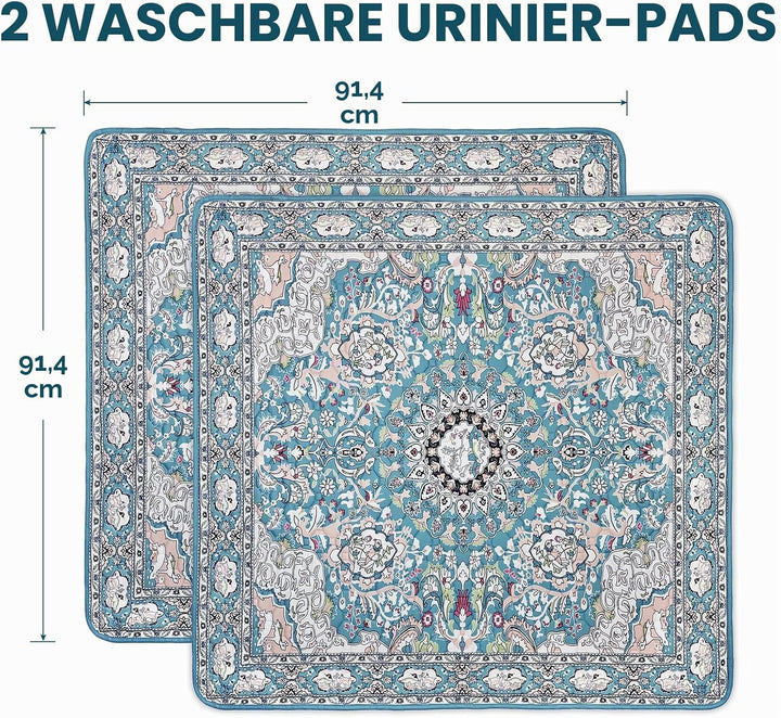 Washable Pee Pads for Dogs 2 Pack, 92 x 92cm Waterproof Non-Slip Reusable Puppy Pad with Fast Absorb