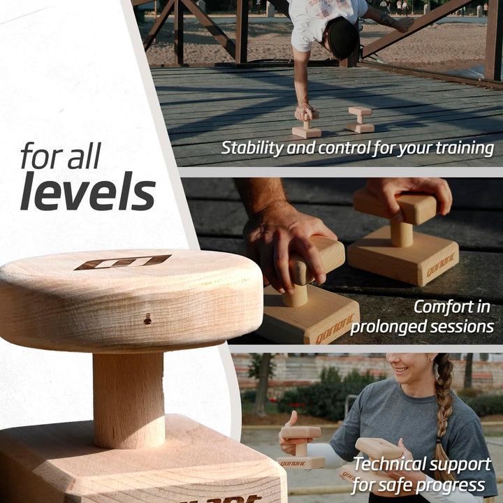 Canes BASIC Balance-Blöcke aus Buchenholz (14 cm Höhe) mit rutschfesten Füssen, Handstandblocks Rund