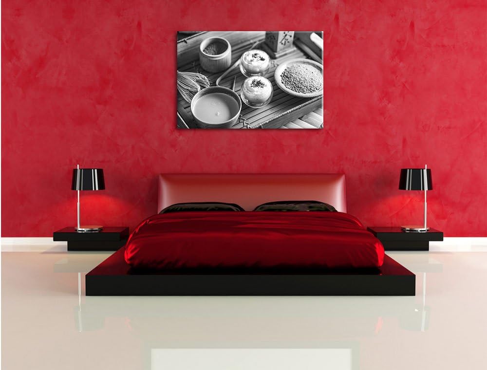 Pixxprint dekorierter Matcha Tee als Leinwandbild | Grösse: 100x70 | Wandbild| Kunstdruck | fertig b
