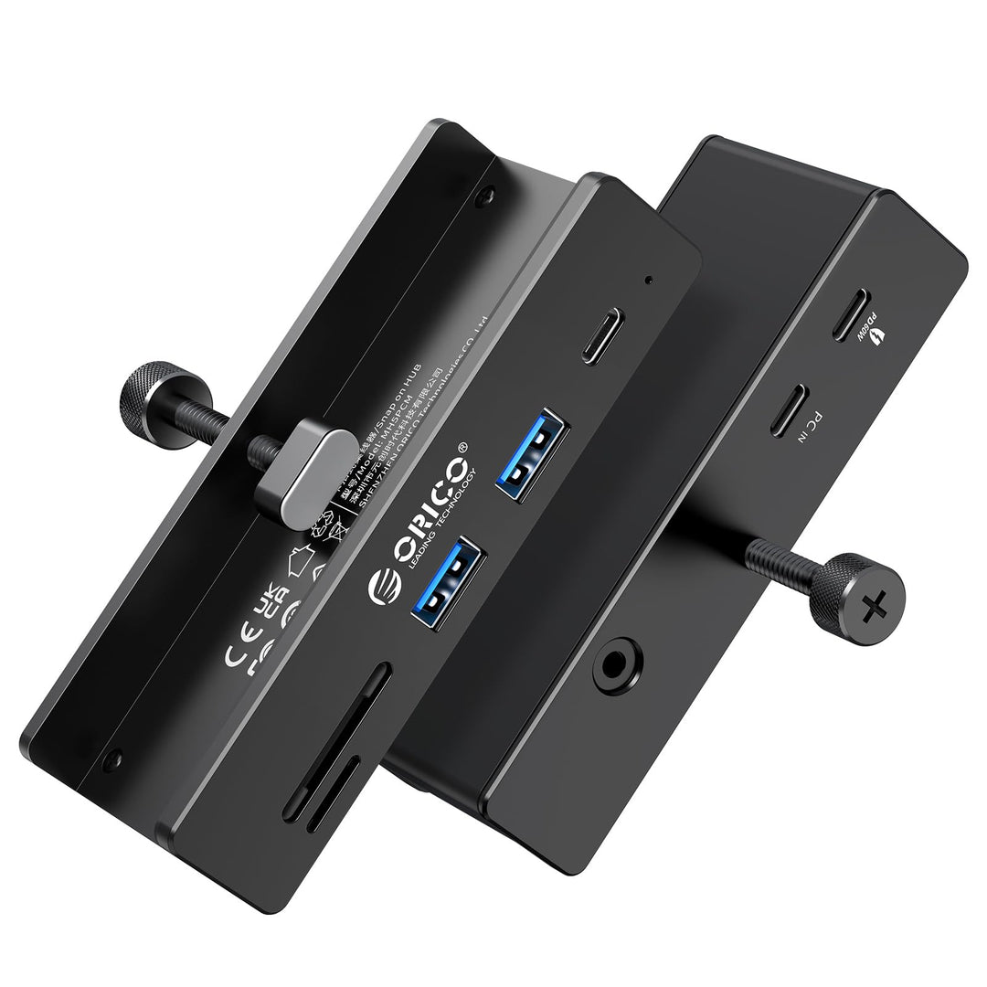 ORICO USB Hub, Aluminum USB3.2 Hub Clip mit USB-C PD 60W Port, 10Gbps 6 Ports USB Verteiler mit 2 Ty
