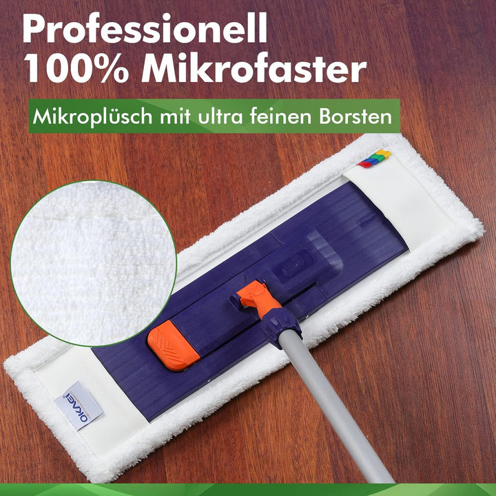 Okaei 5 Stück Wischmopp Bezug (40 cm) - Premium Bodenwischer-Wischbezug aus 100% Microfaser - Wische