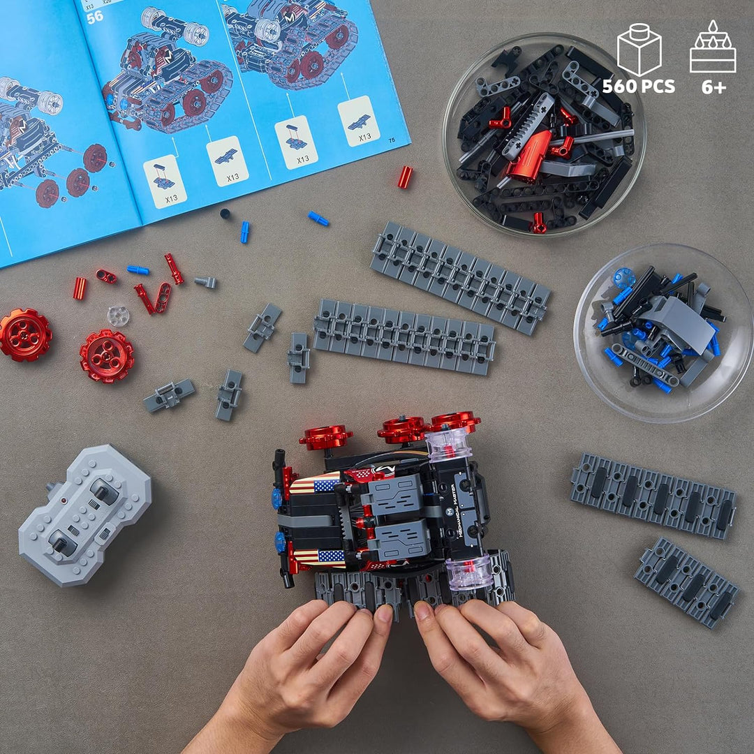 VEPOWER Technik Roboter Kinder Bauspielzeug, 4 in 1 App & Fernsteuerung Wall-Roboter/Technik/Panzer
