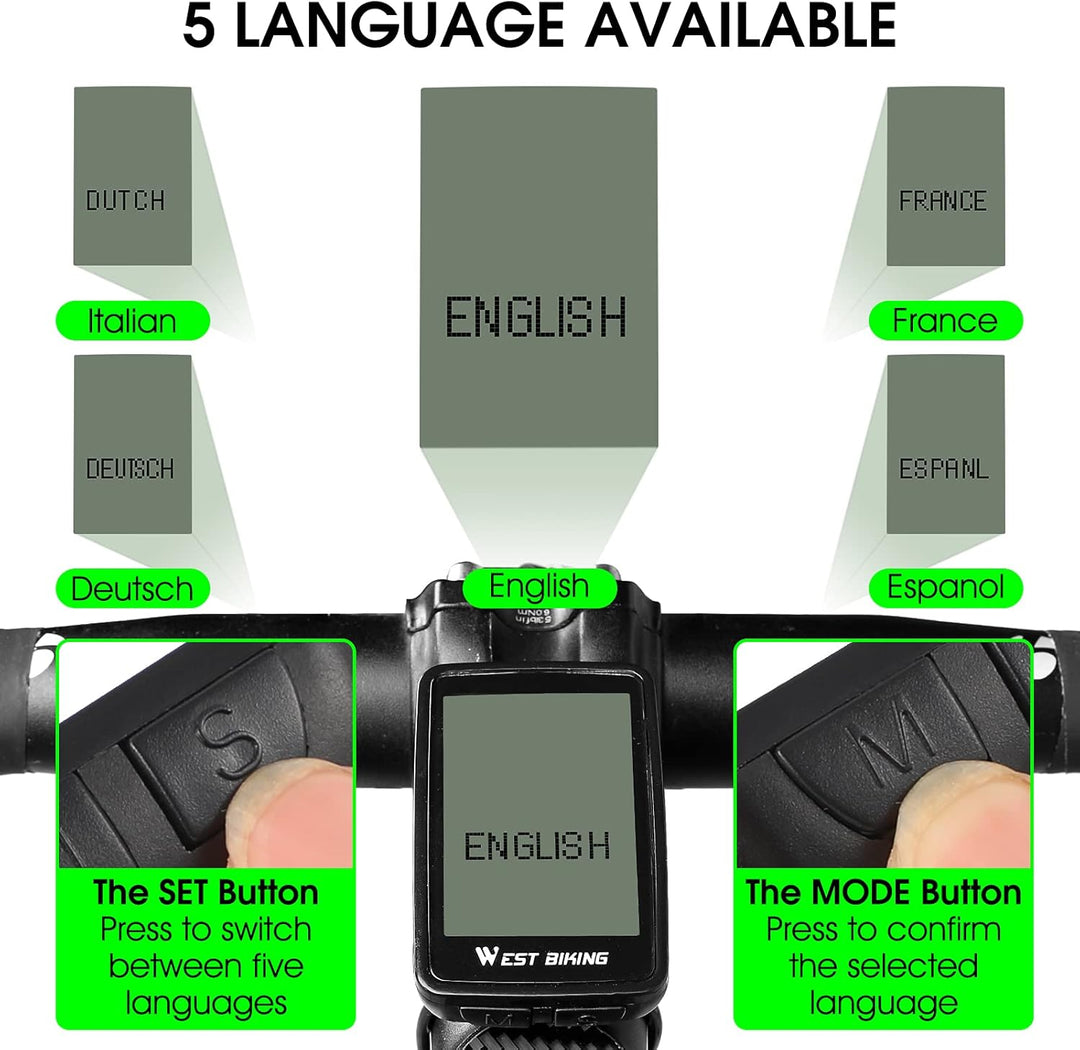 Fahrradcomputer USB Aufladbar, Fahrrad Kilometerzähler Tachometer Kabellos IPX7 Wasserdicht, Fahrrad