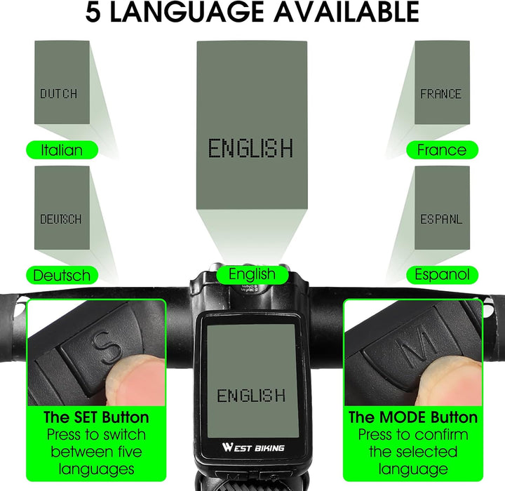 Fahrradcomputer USB Aufladbar, Fahrrad Kilometerzähler Tachometer Kabellos IPX7 Wasserdicht, Fahrrad