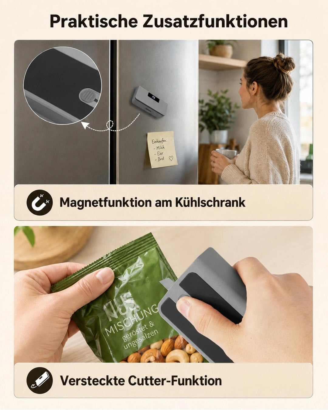 Pro Mini-Folienschweissgerät 8-Stufen,Upgraded Tragbarer Bag Sealer mit LED-Countdown, Integriertem