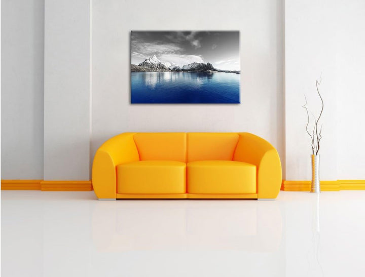 Pixxprint Lofoten in Norwegen als Leinwandbild/Grösse: 100x70 cm/Wandbild/Kunstdruck/fertig bespannt