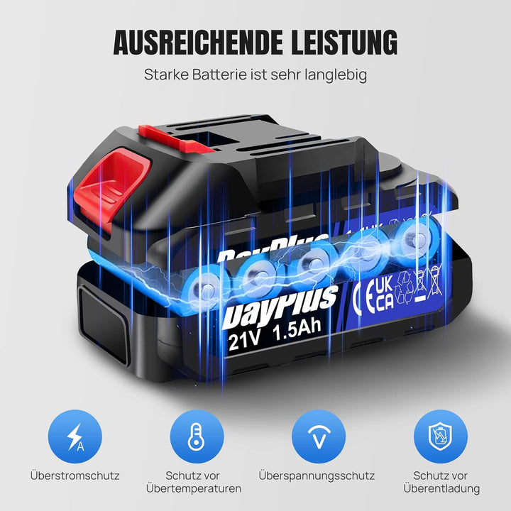 Exzenterschleifer, 280W 11000 U/min mit variabler Drehzahl, 12 Stück Schleifpapier, 125mm Schleifpad