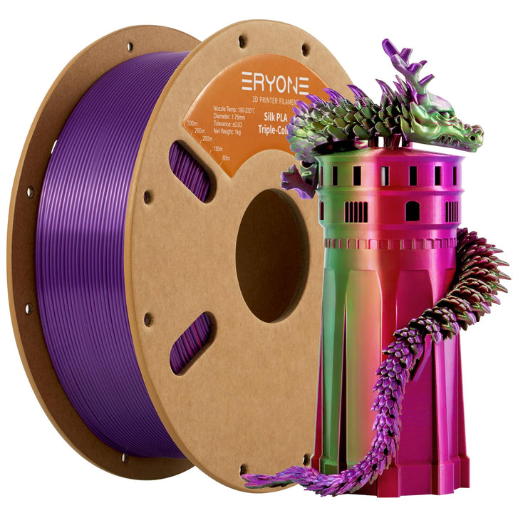 ERYONE Dreifarbiges Seiden PLA Filament 1.75mm,Seidiges Mehrfarbiges PLA-Filament für 3D-Drucker +/-