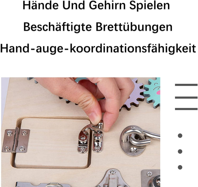 DYOUen Beschäftigtes Brett für Kleinkinder Montessori Holz Sensorisches Brett Aktivitätsbrett Riegel