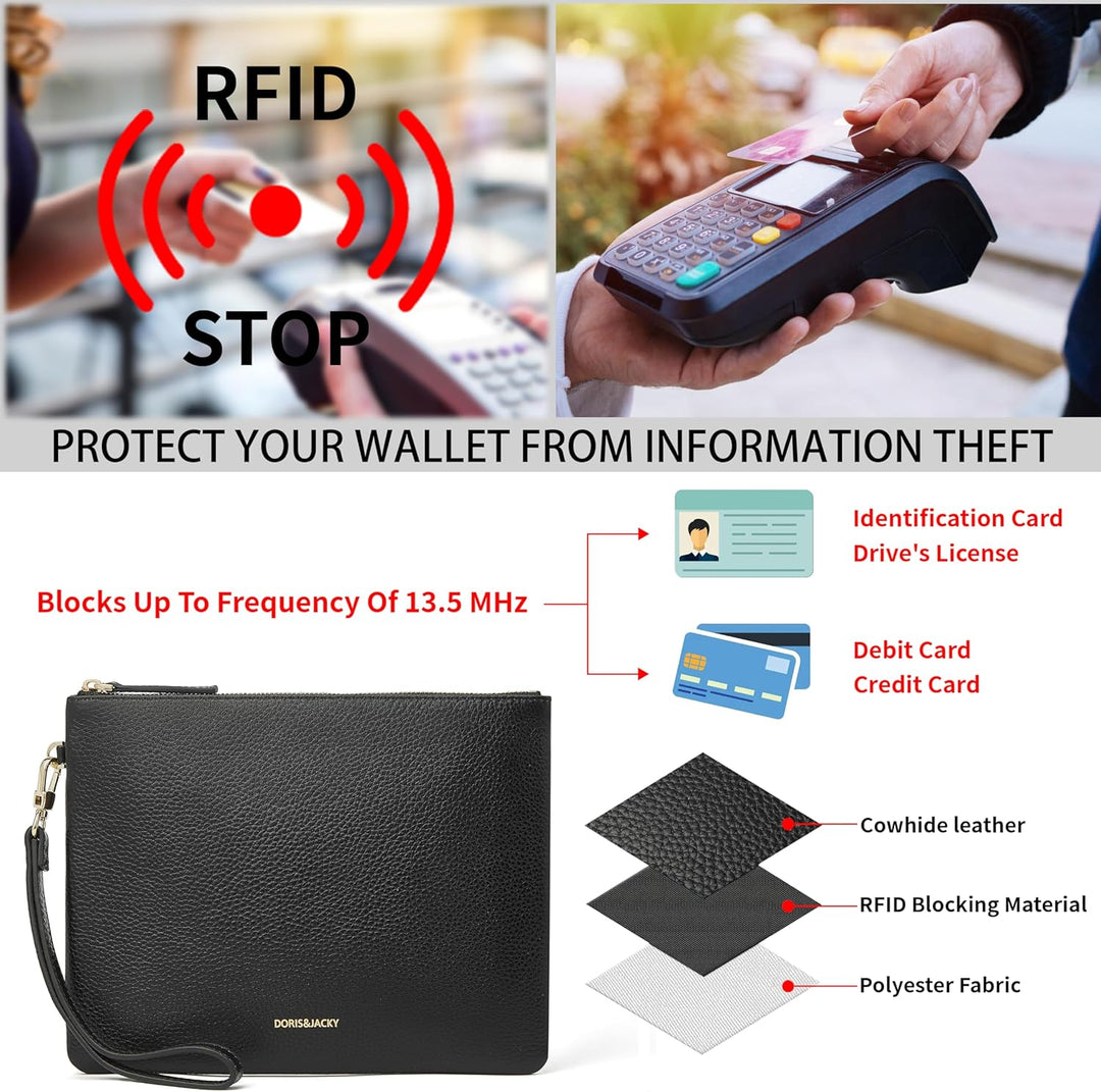 DORIS&JACKY Lammfell Leder Wristlet Clutch Geldbörse Für Frauen Grosse Weiche Designer Geldbörse Mit