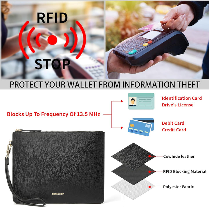 DORIS&JACKY Lammfell Leder Wristlet Clutch Geldbörse Für Frauen Grosse Weiche Designer Geldbörse Mit